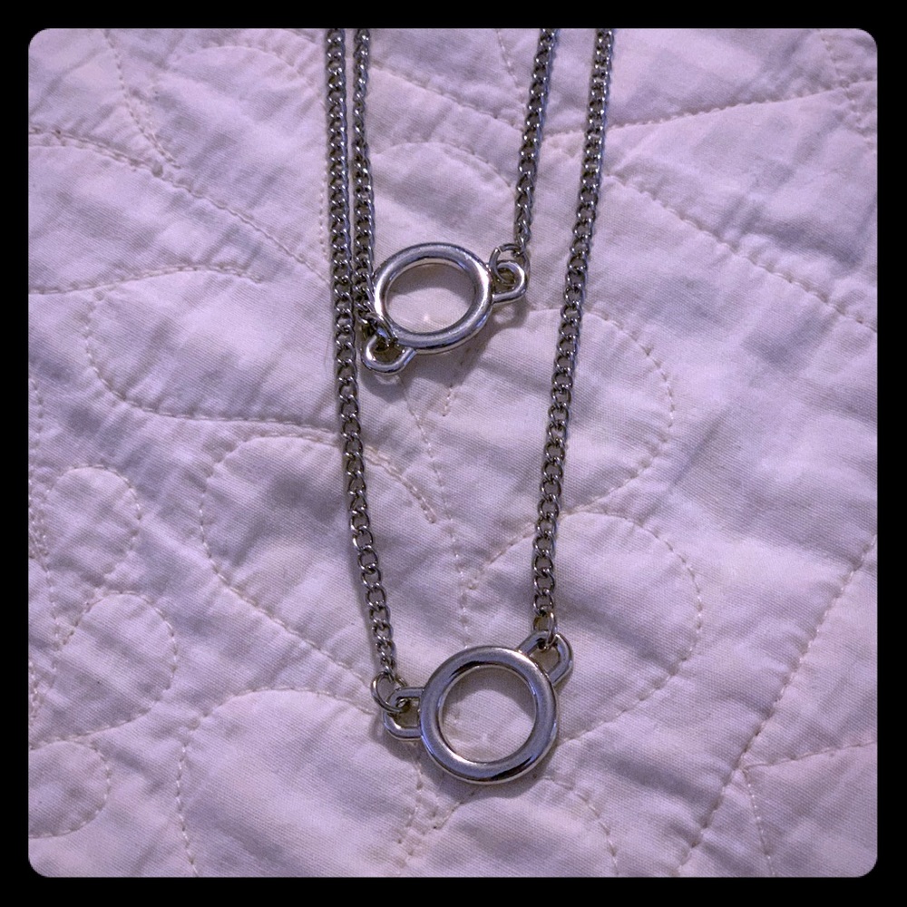 Long double strand necklace.